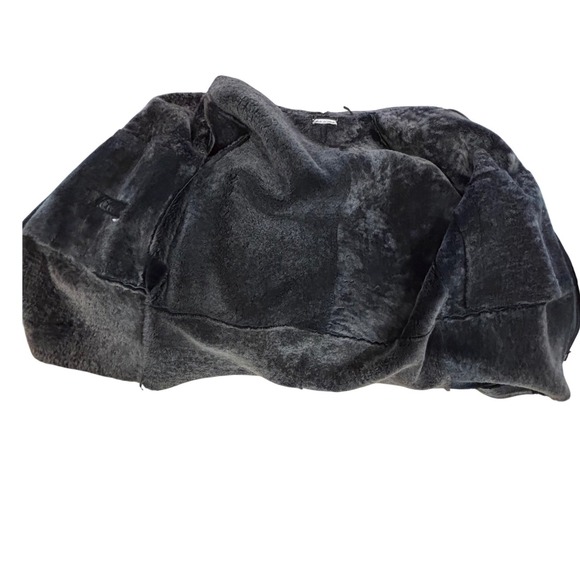 OPIFIX VTG Aviator Black Leather Shearling Lined Riri Zip Jacket Italy 40/Medium - Picture 7 of 14